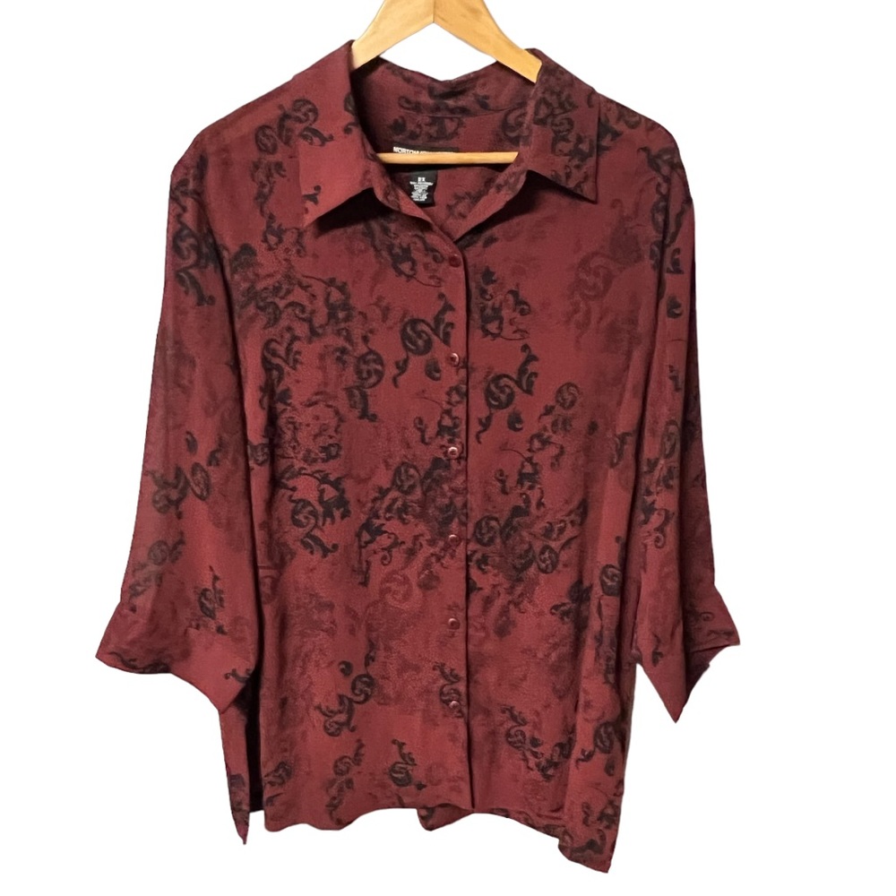 Norton Mcnaughton Women scroll print button down top #M34